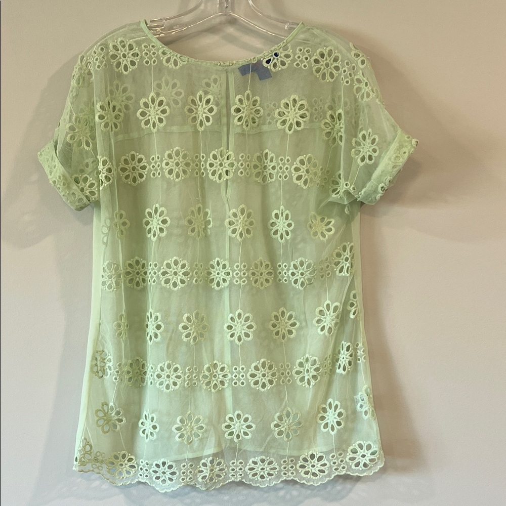 twiggy LONDON - mint, light green, Floral Lace Blouse, Eyelet, M